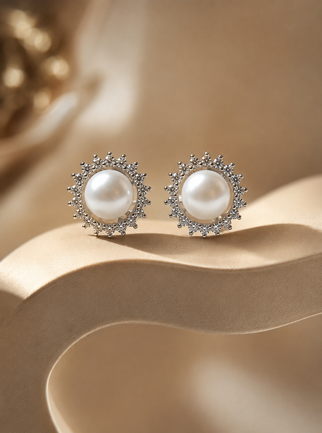Royal Pearl Sunburst Stud Earrings