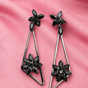 Midnight Bloom Geometric Floral Drop Earrings