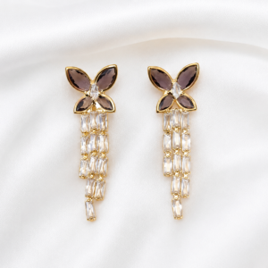 Golden Butterfly Crystal Tassel Earrings