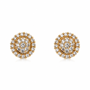 Gold Plated Crystal Halo Stud Earrings