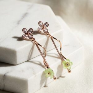 Rose Gold Floral Twist Drop Earrings