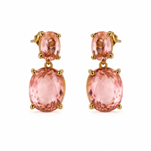 Blush Pink Oval Crystal Drop Earrings