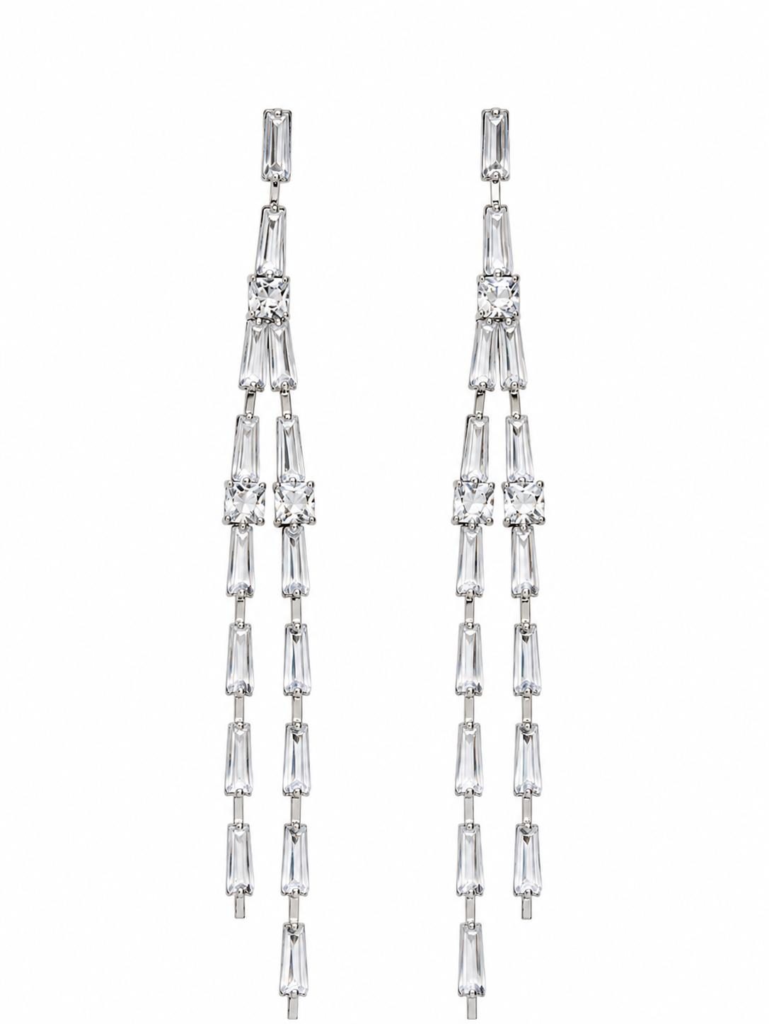Crystal Cascade Tassel Drop Earrings