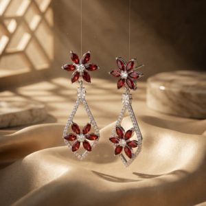Ruby Bloom Diamond Drop Earrings