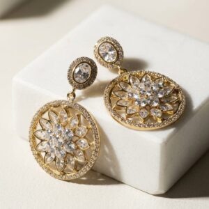 Royal Floral Halo Drop Earrings