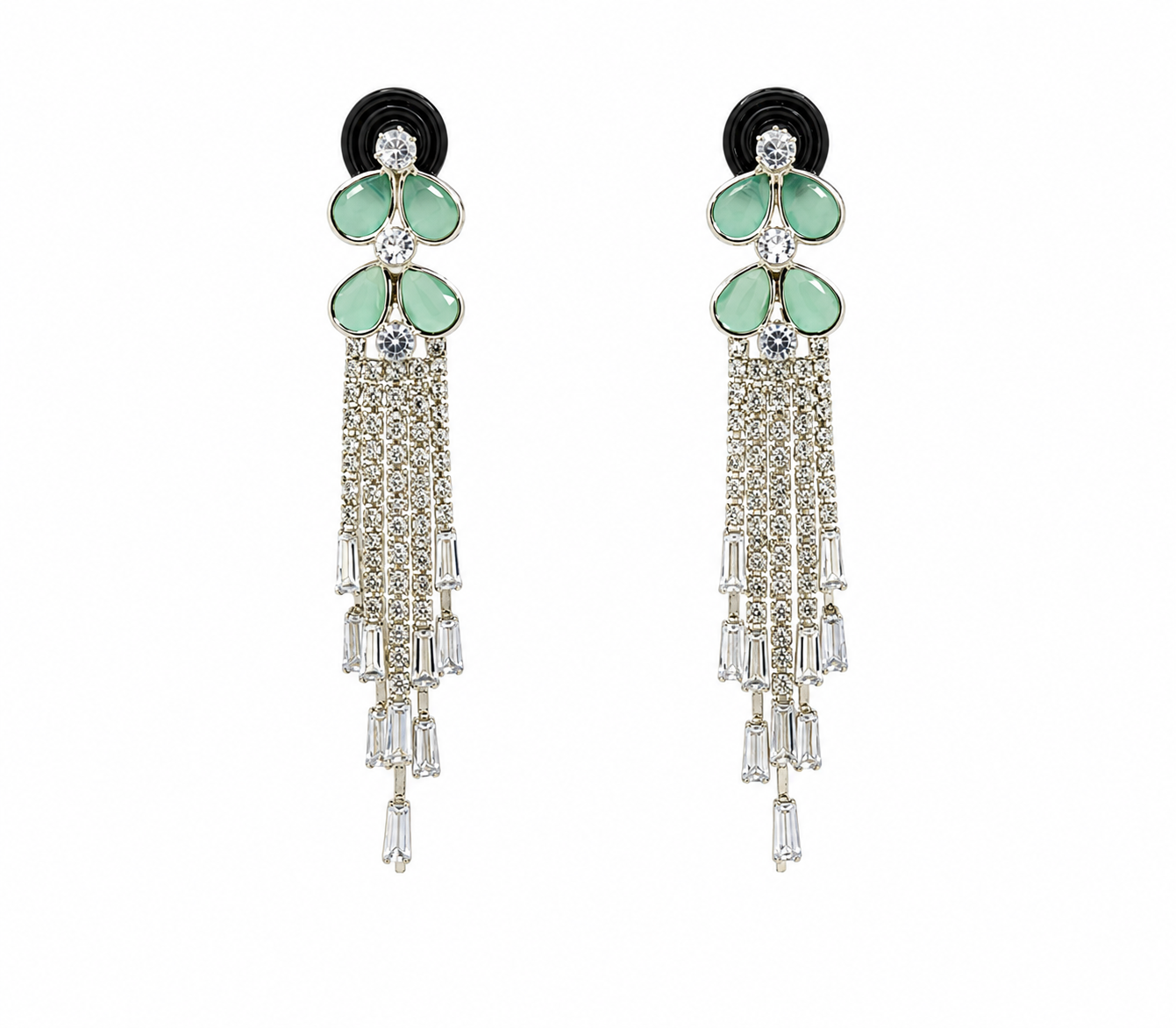 Mint Cascade Luxe Tassel Earrings