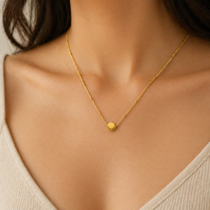 Auric Round Ball Minimal Pendant Necklace