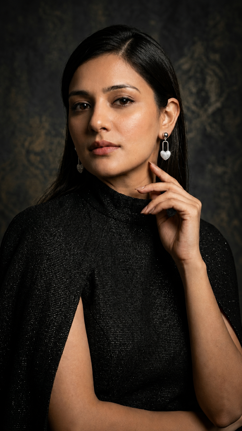 Silver Heart Lock Drop Earrings - Image 2