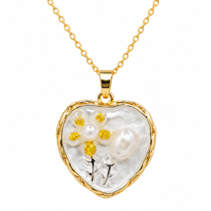 Heart-Shaped Pearl Pendant Necklace