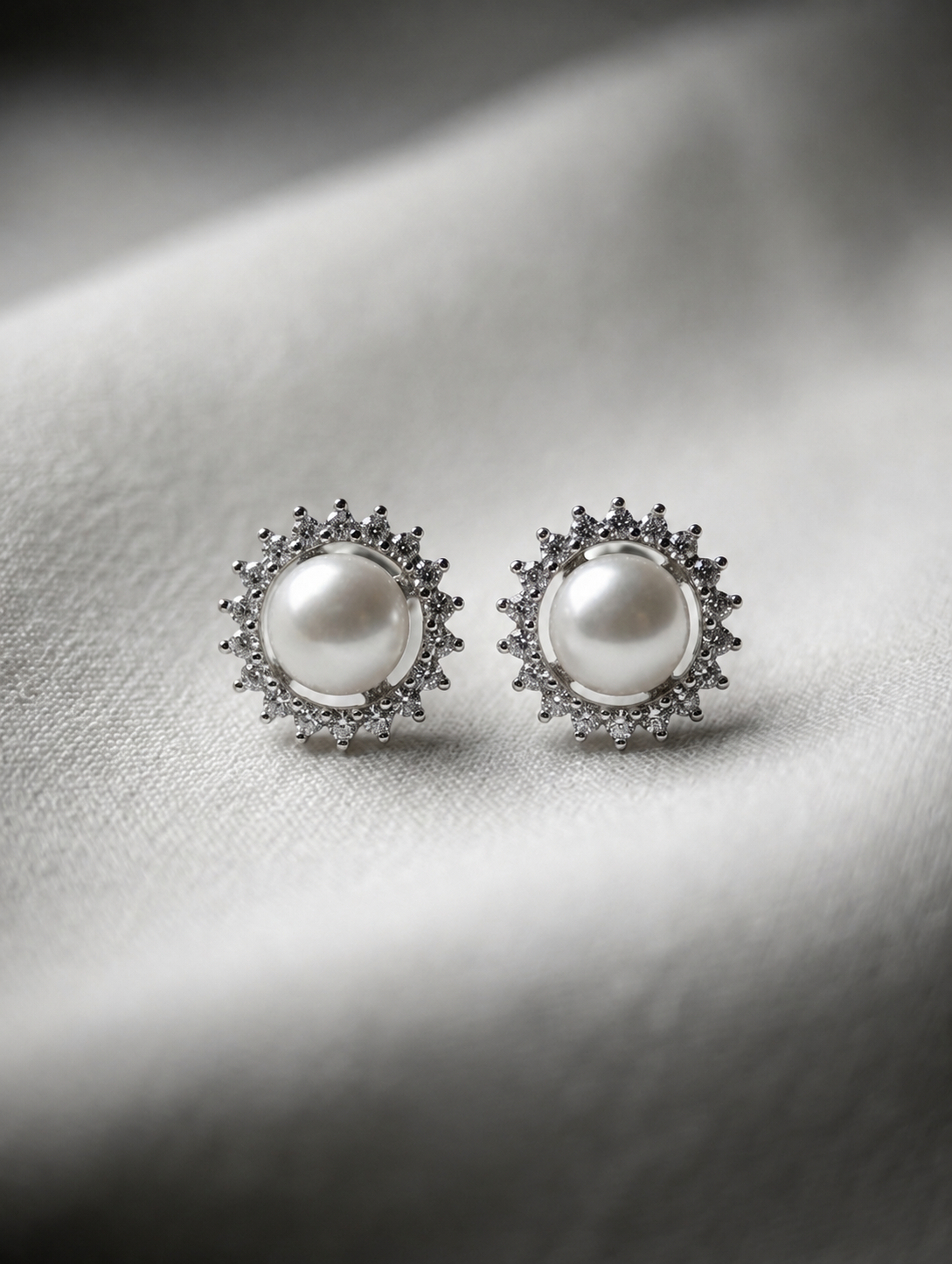Royal Pearl Sunburst Stud Earrings - Image 3