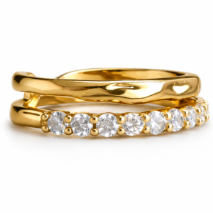 Luxe Wave Crystal Stacking Ring Set