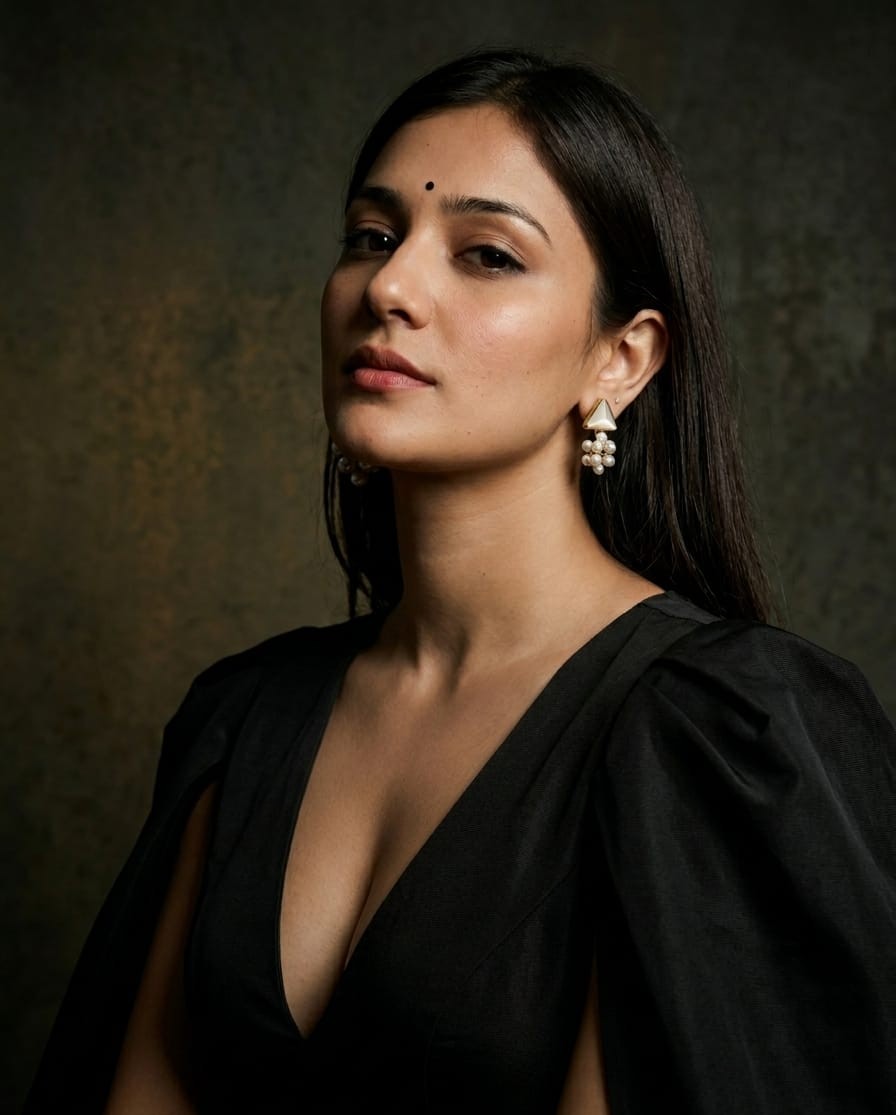 Pearl Bloom Triangle Stud Drop Earrings - Image 3