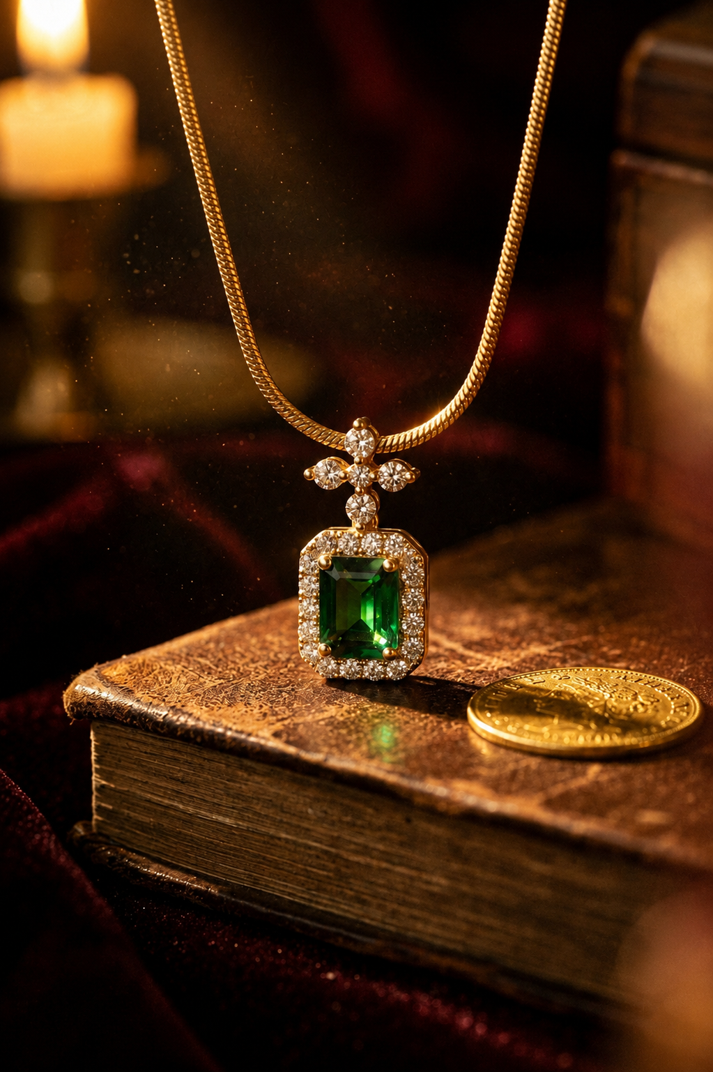 Green Emerald Royale Pendant Necklace - Image 3