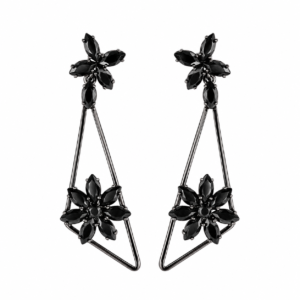 Midnight Bloom Geometric Floral Drop Earrings