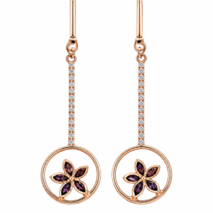 Rose Gold Floral Circle Drop Earrings