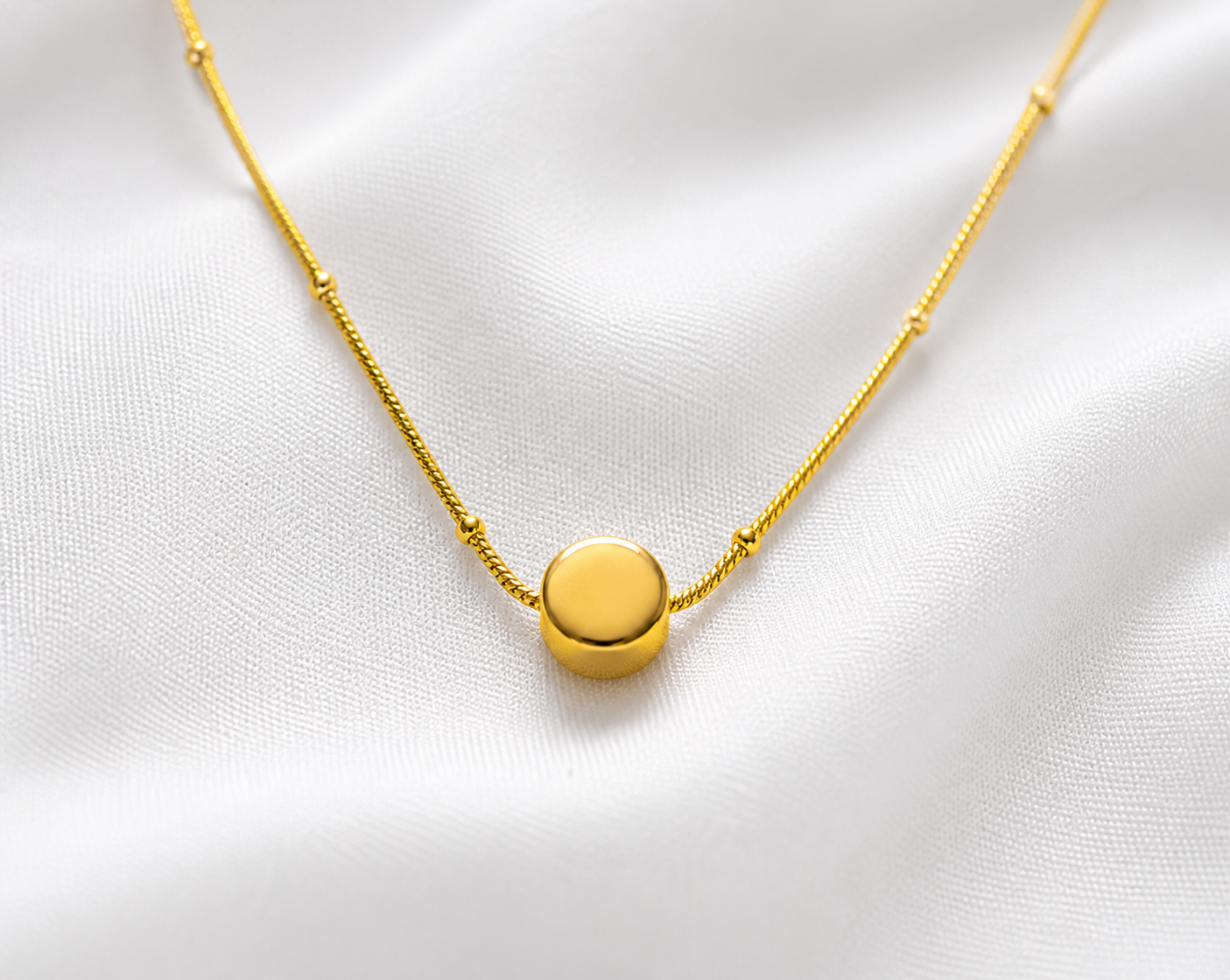 Auric Round Ball Minimal Pendant Necklace - Image 3