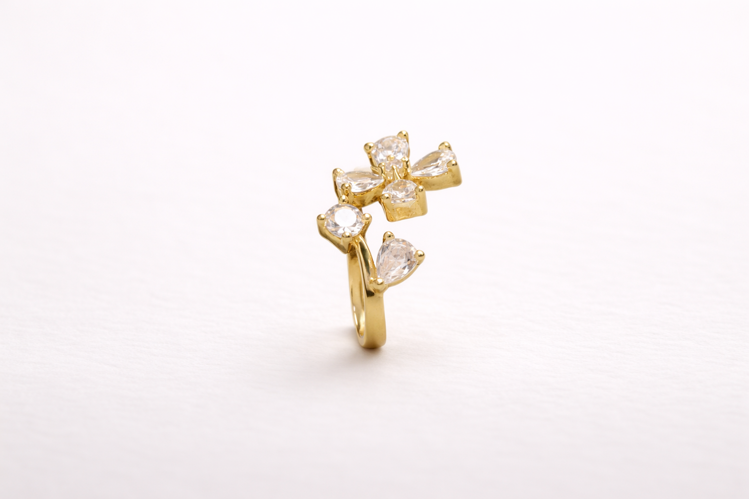 Golden Bloom Crystal Statement Ring - Image 2