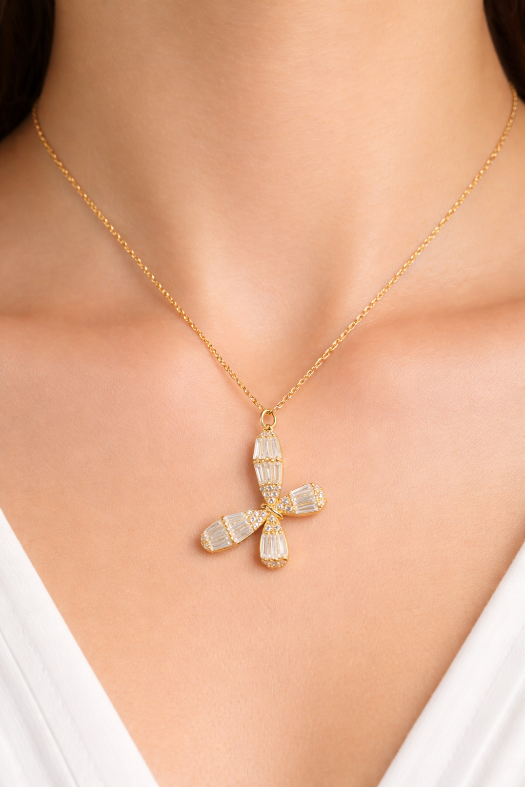 Radiant Cross Baguette Pendant Necklace - Image 2