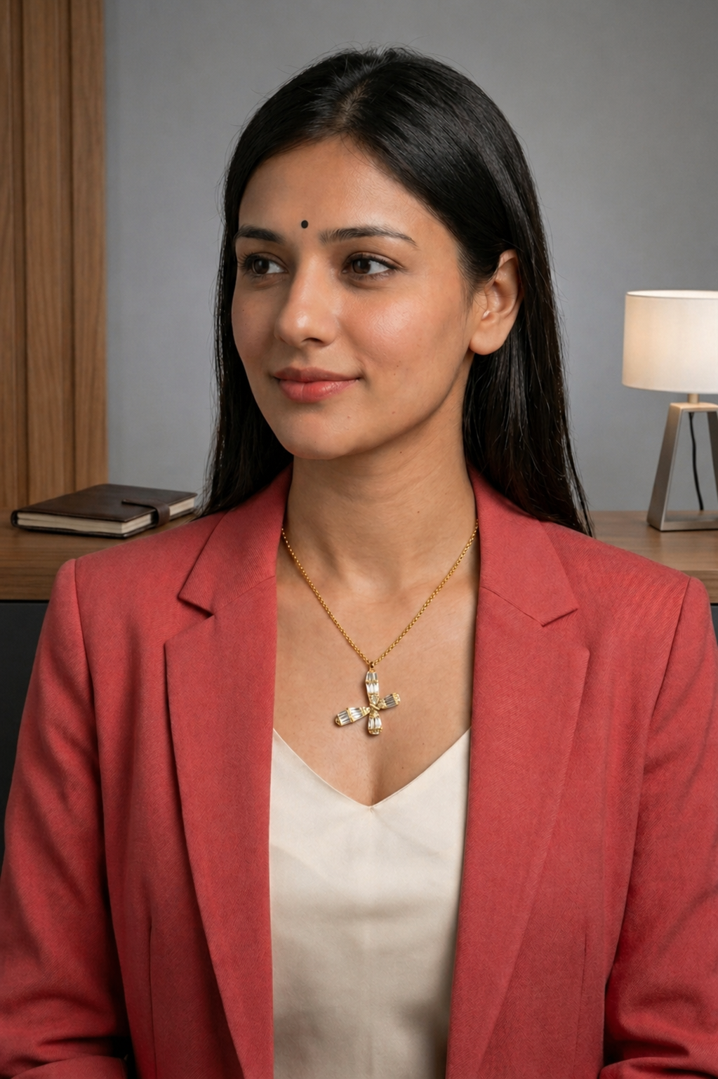 Radiant Cross Baguette Pendant Necklace