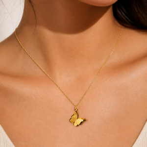 Golden Butterfly Charm Pendant Necklace