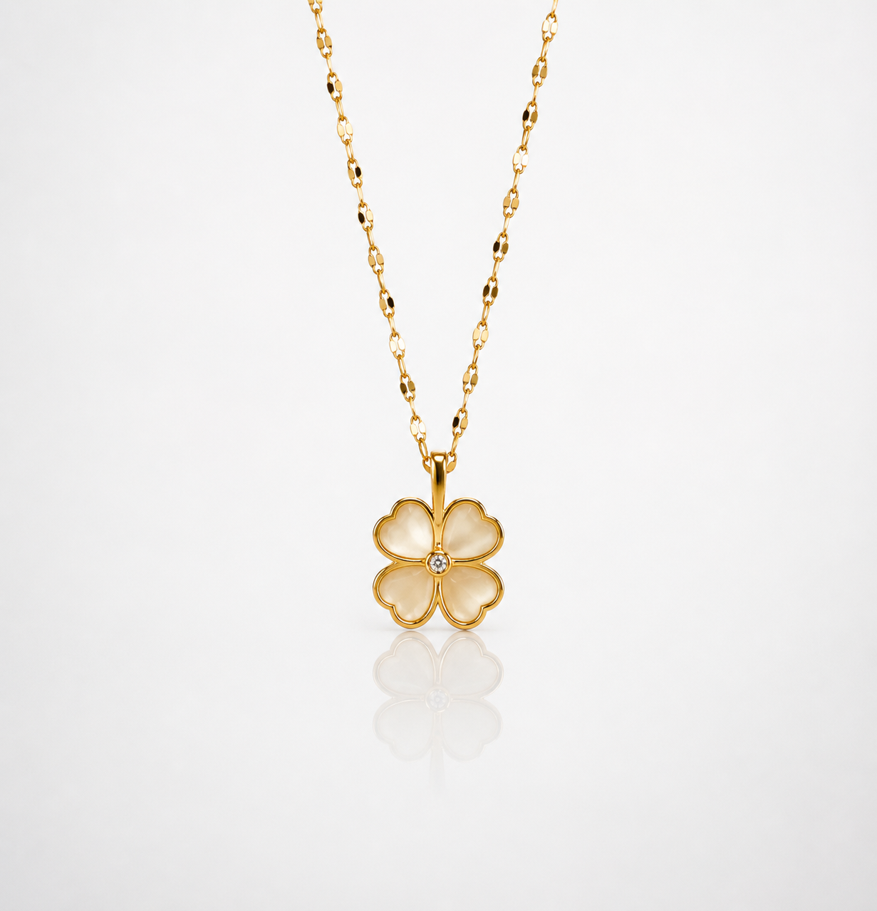 White Heart Blossom Pendant Necklace - Image 2