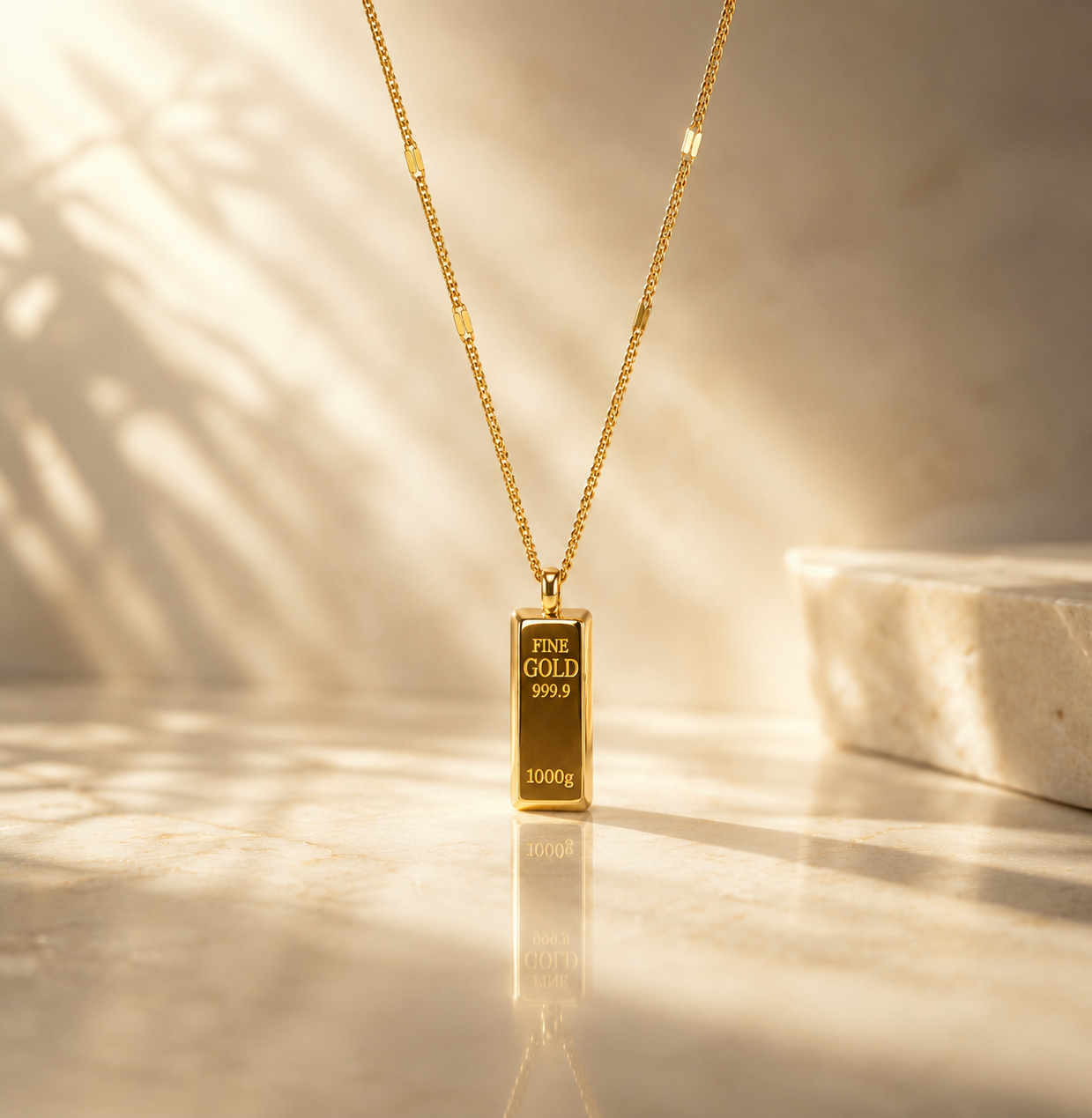 Luxe Gold Bar Pendant Necklace - Image 2