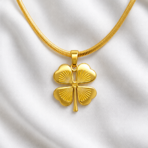 Golden Clover Elegance Pendant Necklace